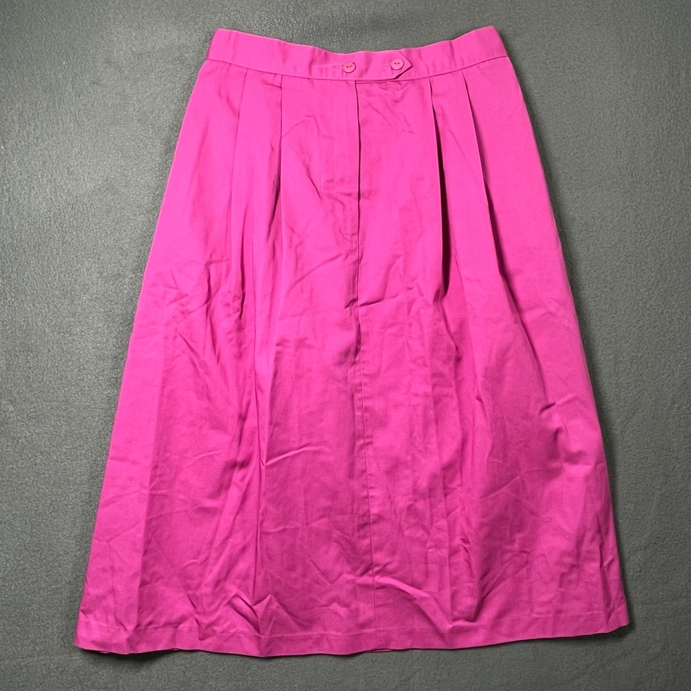 Hunter's Glen Women Midi Skirt Pink Pleated Cotton Blend 11/12 Vintage 80s 90s